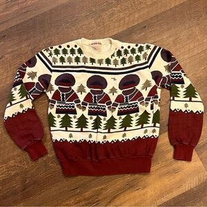 andre bini‎ vintage sweatshirt womens size medium red green cream holiday